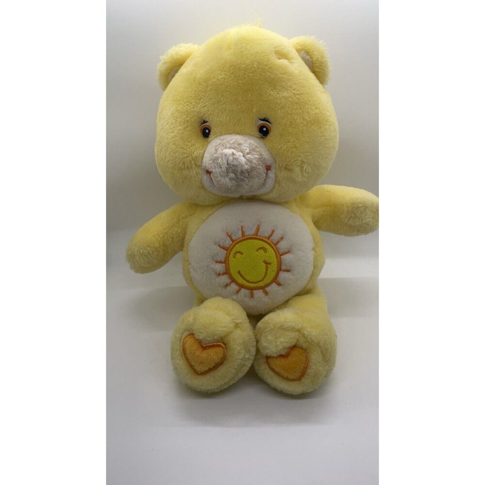 Care Bears Vintage 2002 Care Bear Funshine Sun Yellow Bear Stuffed 12" Plush